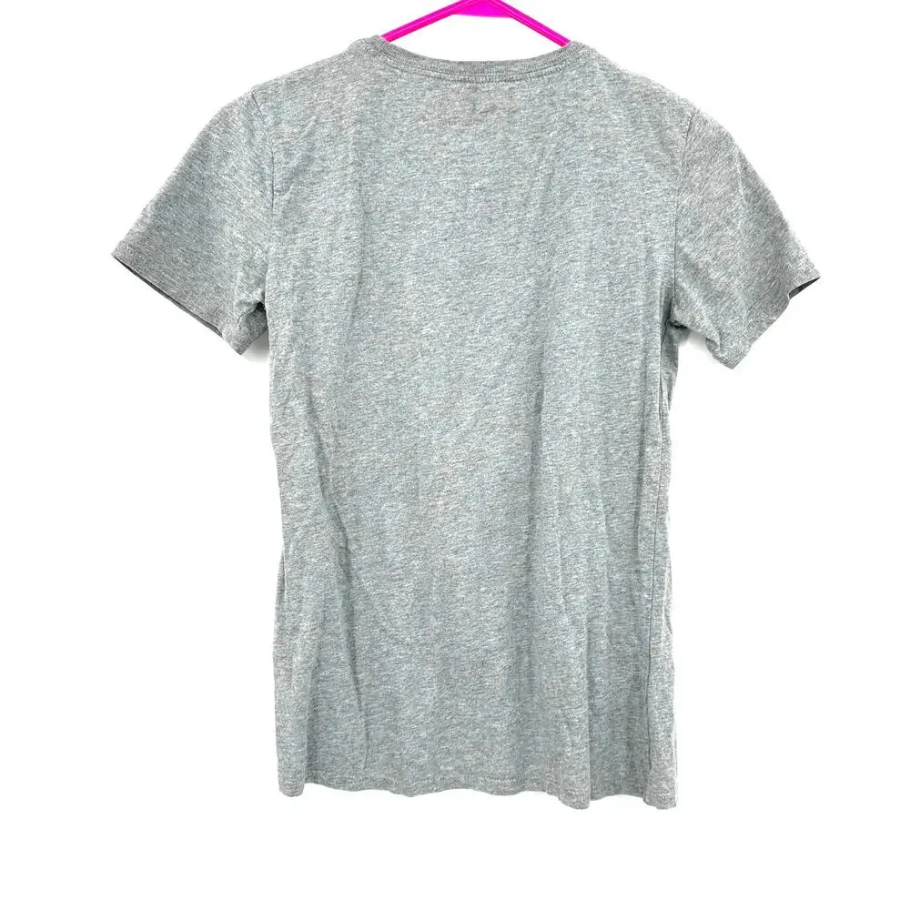 Nike Size Small Gray‎ Short Sleeve Tee T-Shirt Black White Swoosh Graphic Front